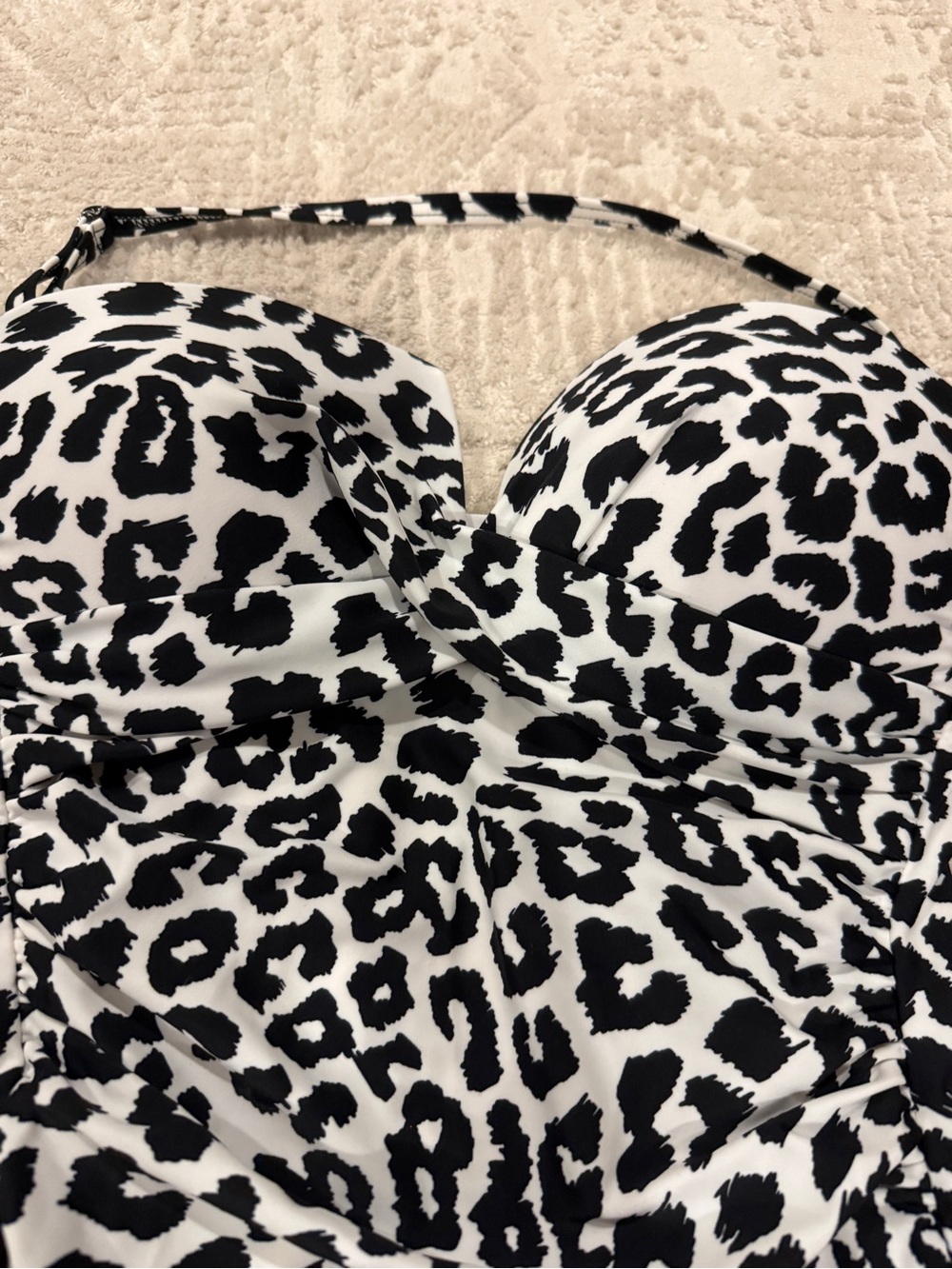 Calvin Klein Black and White Leopard One-Piece Swimsuit